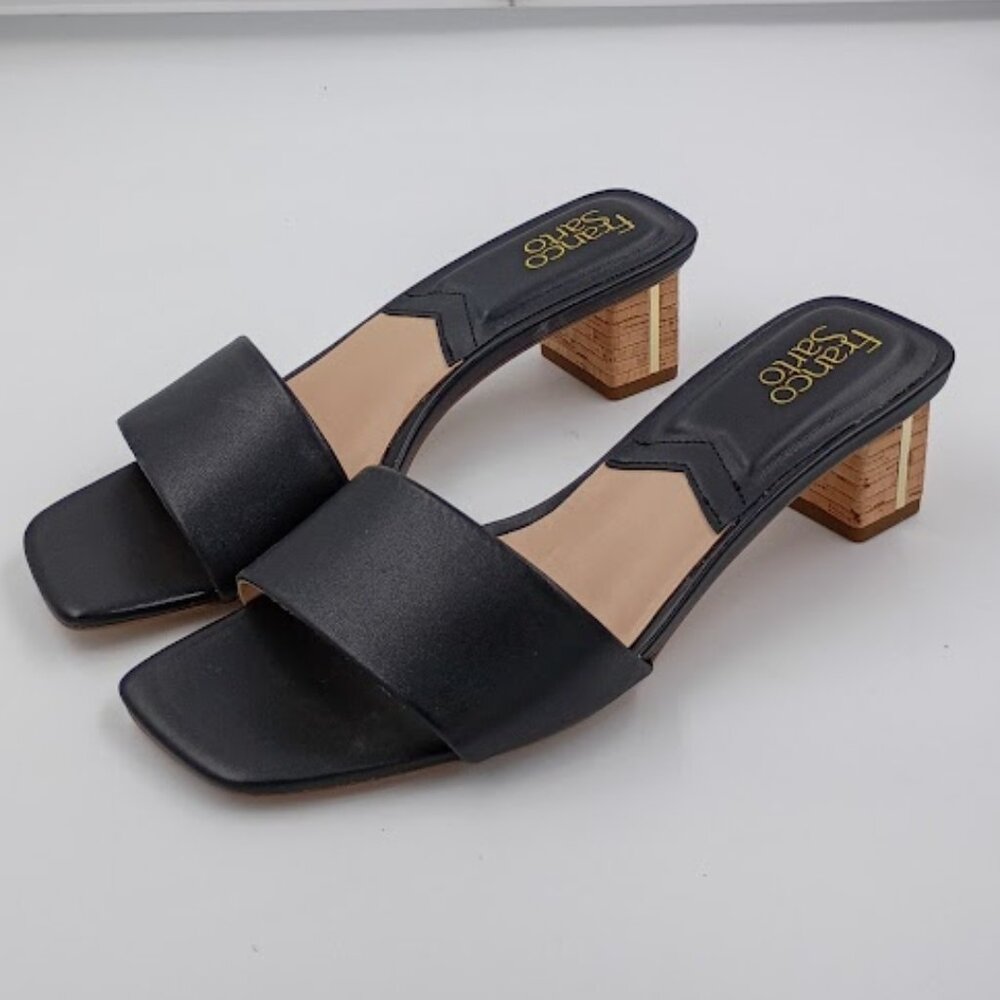 Franco Sarto Cruella Sandals with Block Heel, Black, Women's Size: 9.5